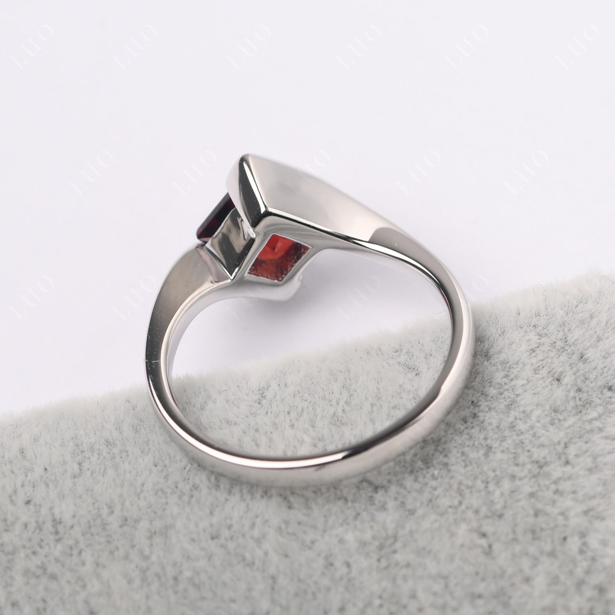 Garnet Tension Engagement Ring - LUO Jewelry 