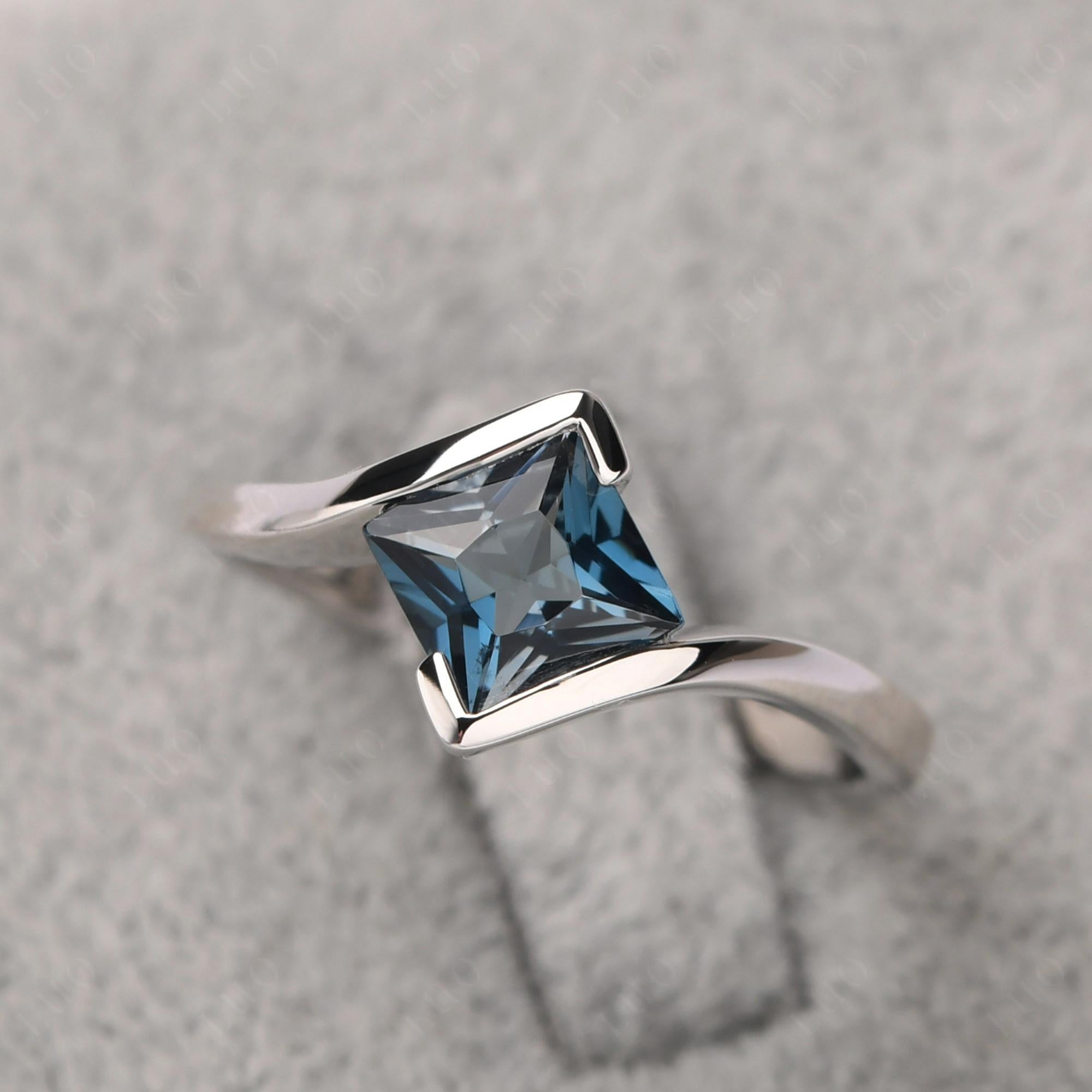 London Blue Topaz Tension Setting Ring - LUO Jewelry 