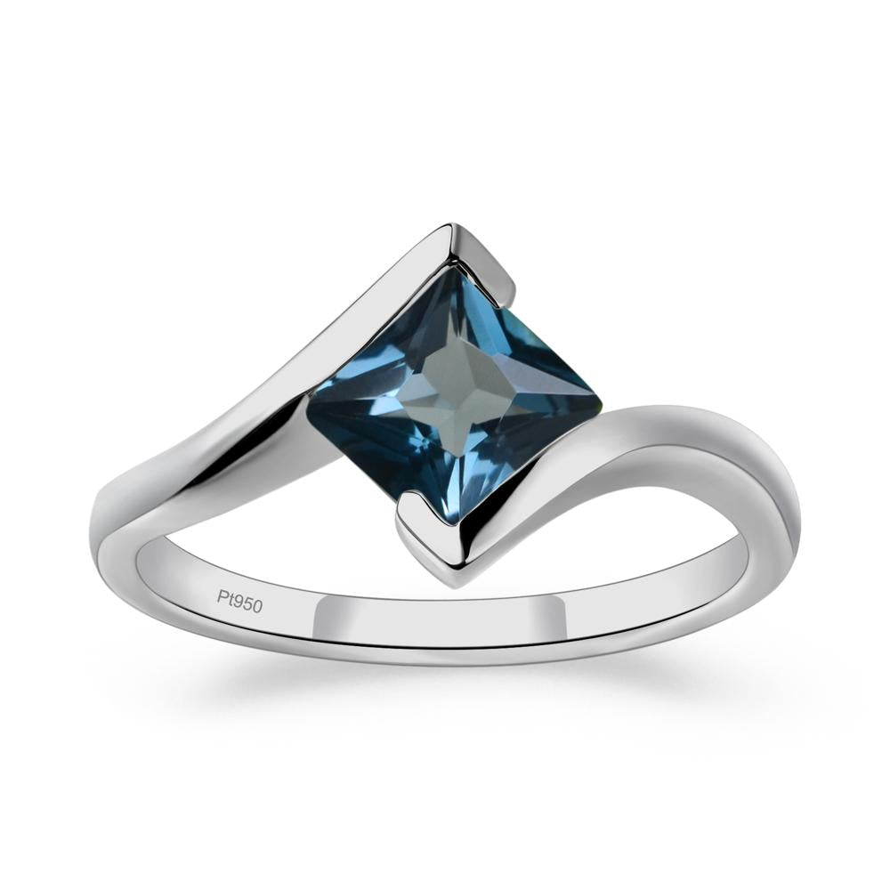 London Blue Topaz Tension Setting Ring - LUO Jewelry #metal_platinum