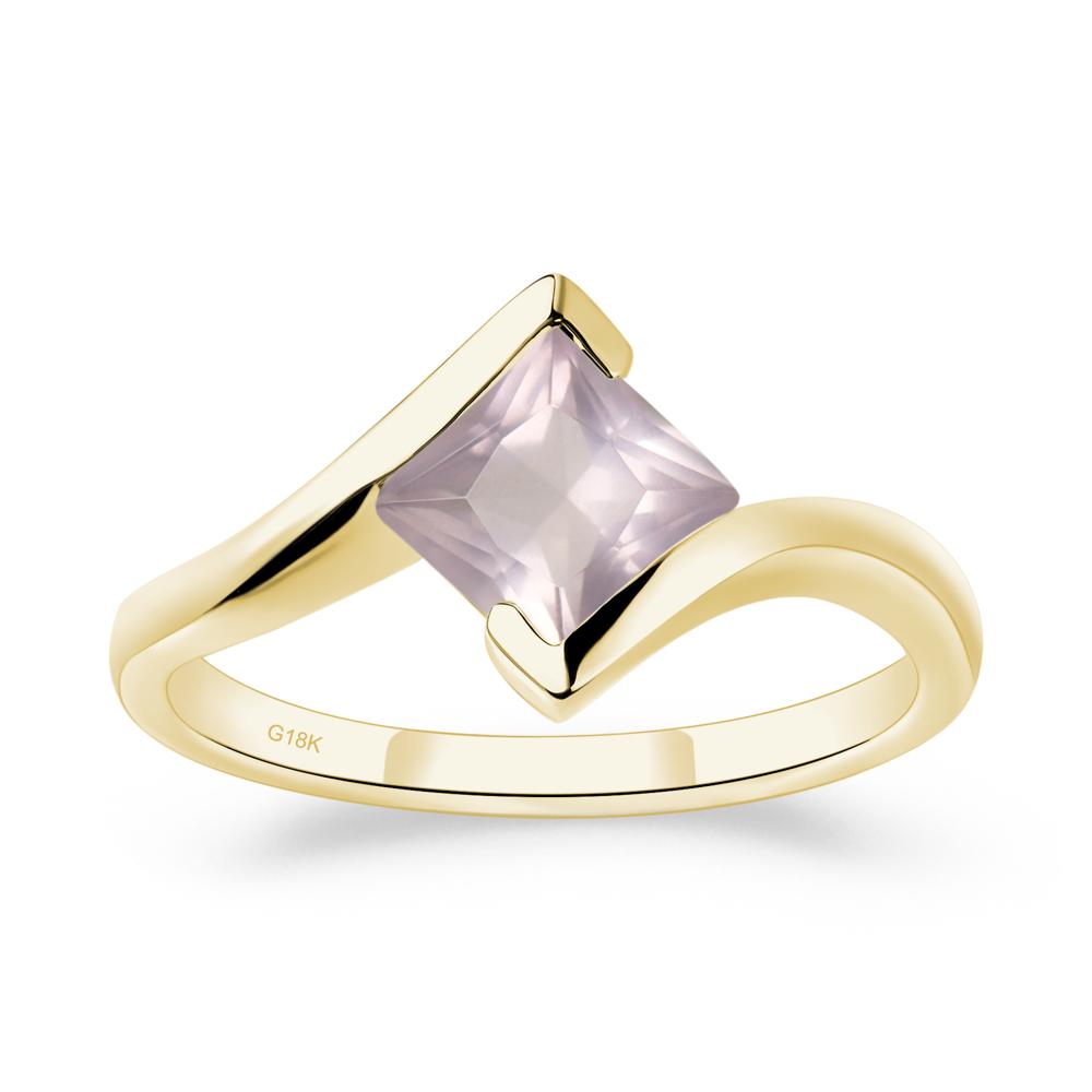 Rose Quartz Tension Setting Ring - LUO Jewelry #metal_18k yellow gold