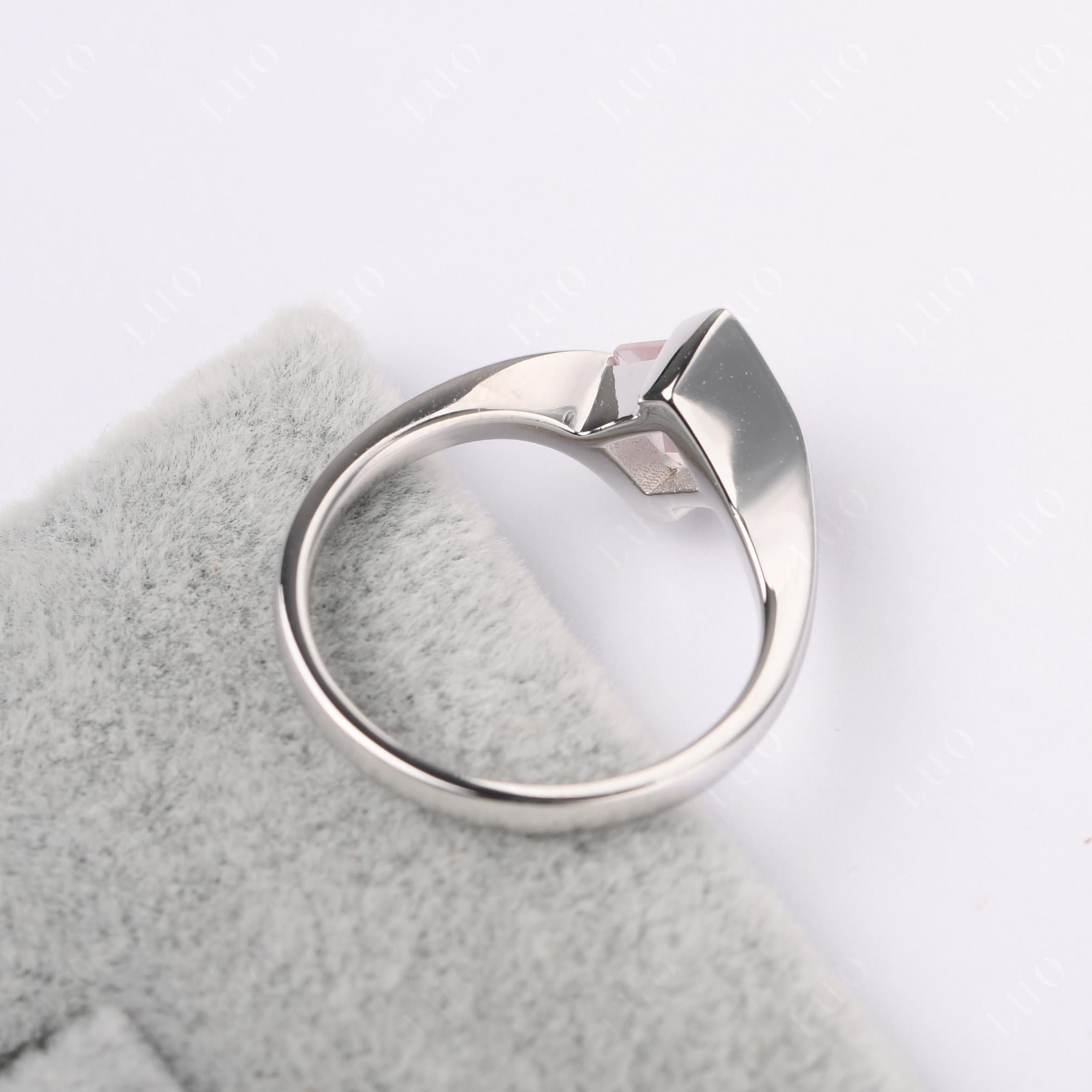 Rose Quartz Tension Setting Ring - LUO Jewelry 