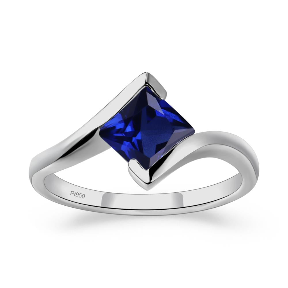 Princess Cut Sapphire Bypass Ring - LUO Jewelry #metal_platinum