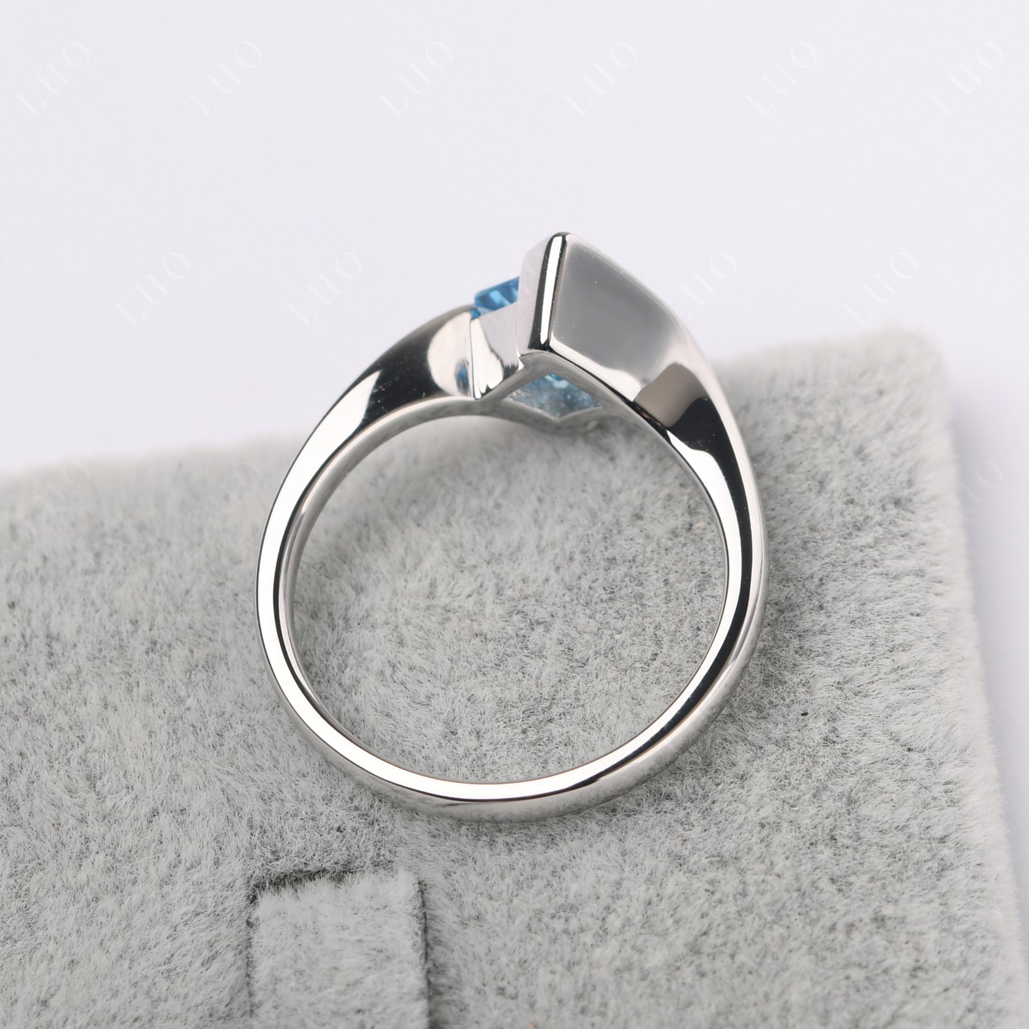 Swiss Blue Topaz Tension Setting Ring - LUO Jewelry 