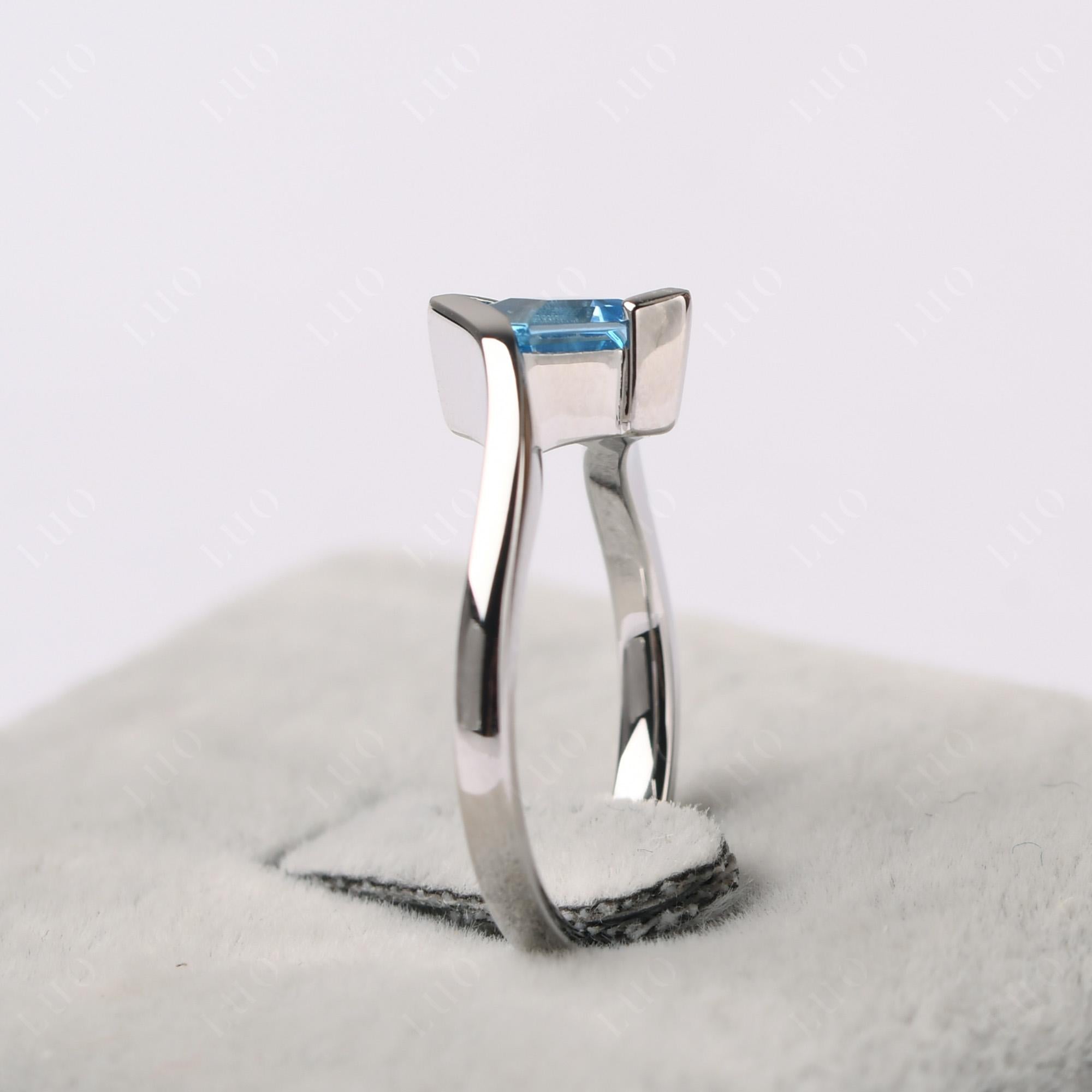 Swiss Blue Topaz Tension Setting Ring - LUO Jewelry 