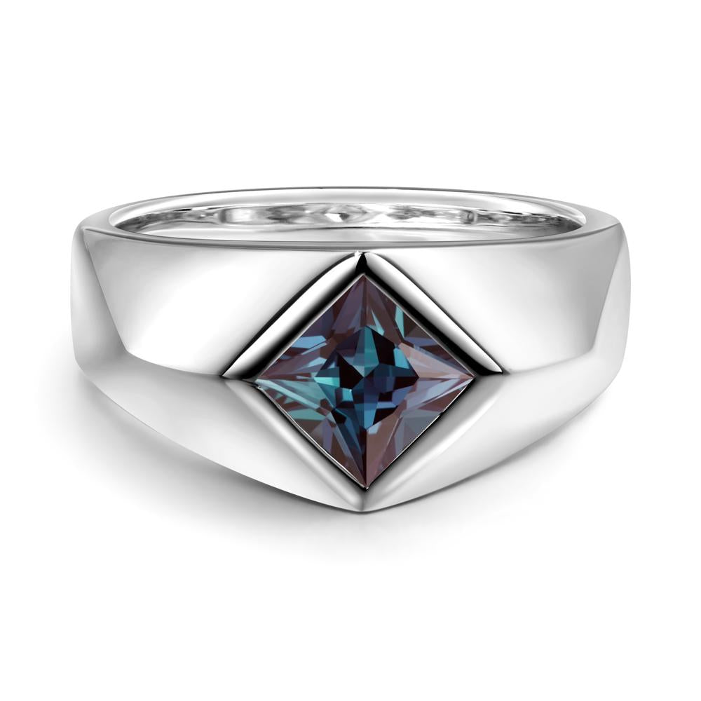Men's Alexandrite Kite Set Ring - LUO Jewelry #metal_18k white gold