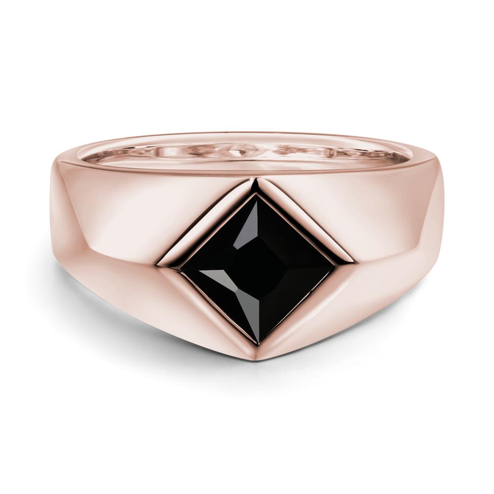 Men's Black Spinel Kite Set Ring - LUO Jewelry #metal_14k rose gold
