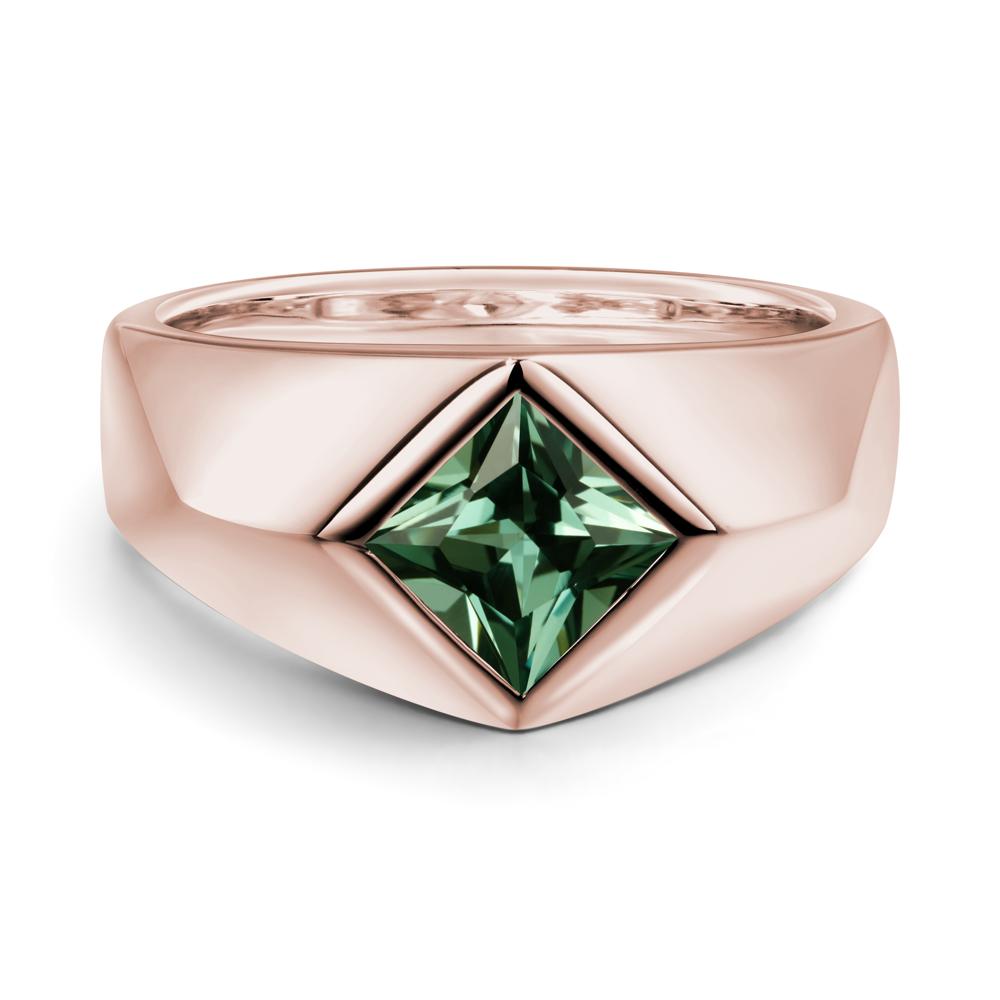 Men's Green Sapphire Kite Set Ring - LUO Jewelry #metal_14k rose gold