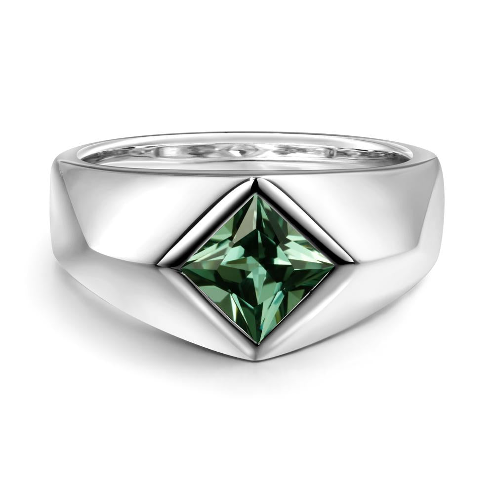 Men's Green Sapphire Kite Set Ring - LUO Jewelry #metal_sterling silver
