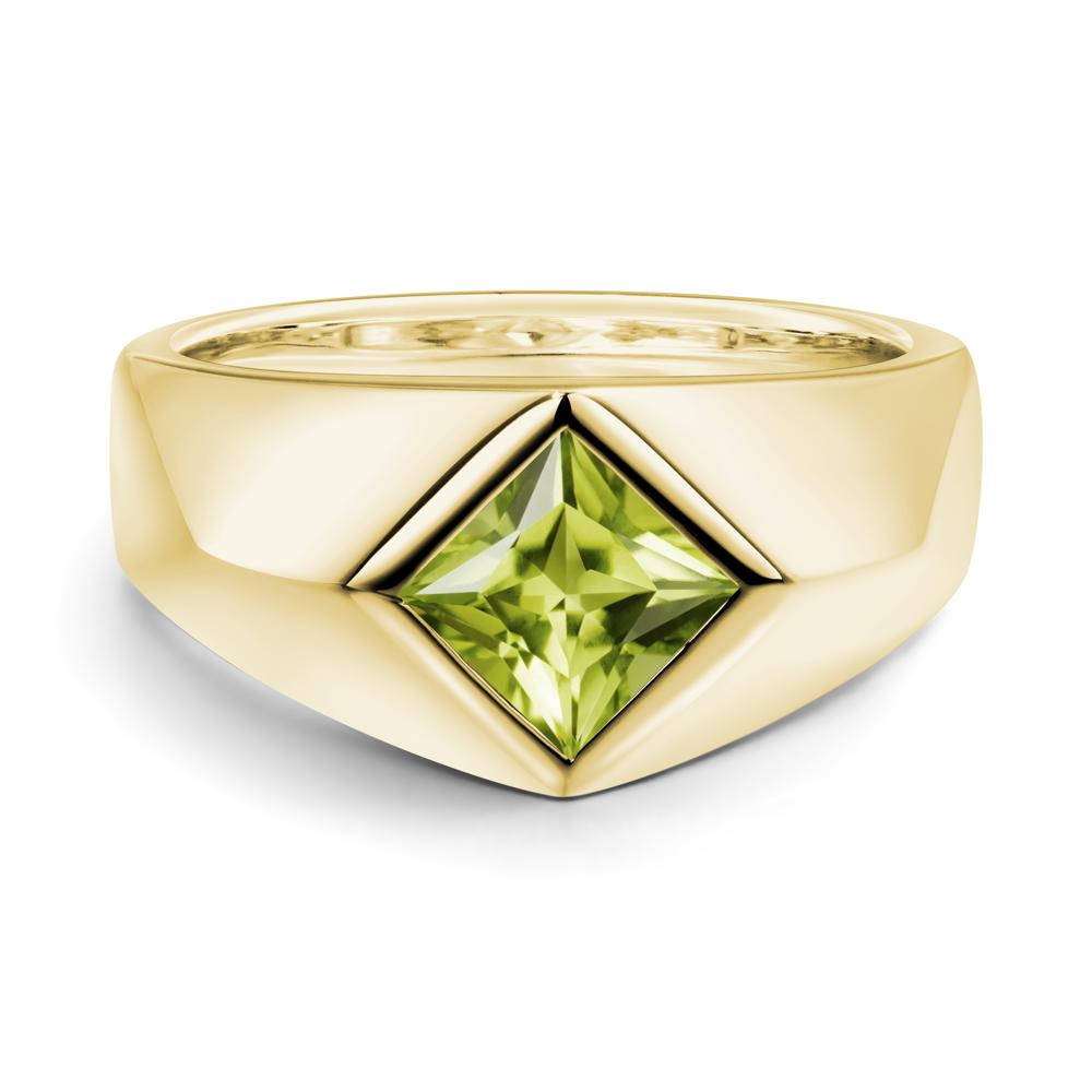 Men's Peridot Kite Set Ring - LUO Jewelry #metal_18k yellow gold