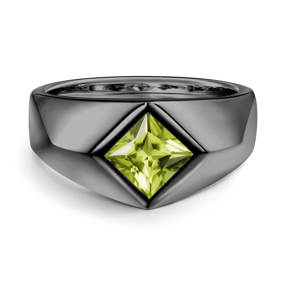 Men's Peridot Kite Set Ring - LUO Jewelry #metal_black finish sterling silver