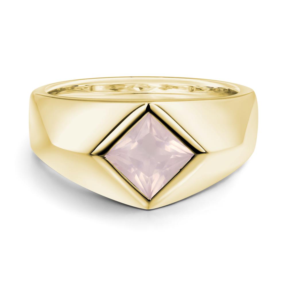 Men's Rose Quartz Kite Set Ring - LUO Jewelry #metal_18k yellow gold