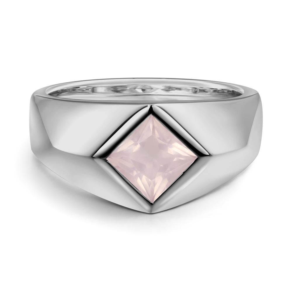Men's Rose Quartz Kite Set Ring - LUO Jewelry #metal_platinum