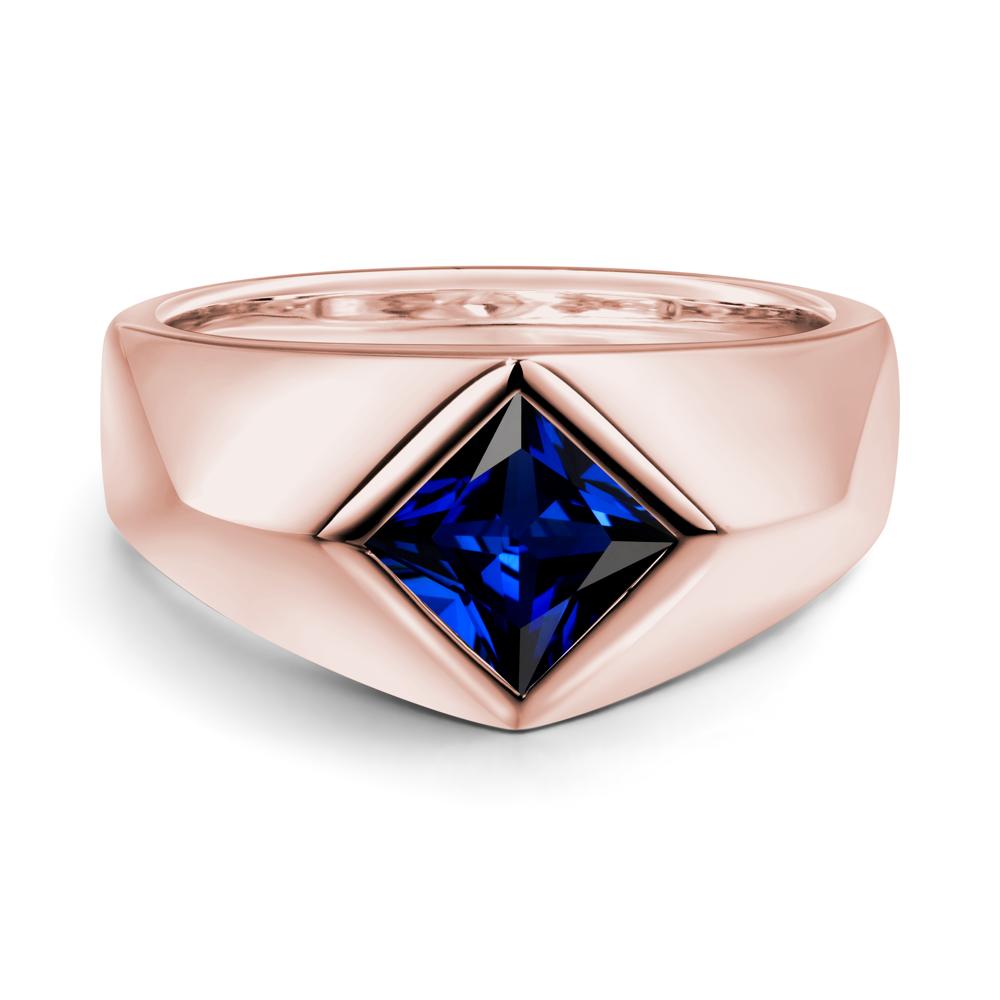 Men's Sapphire Kite Set Ring - LUO Jewelry #metal_18k rose gold