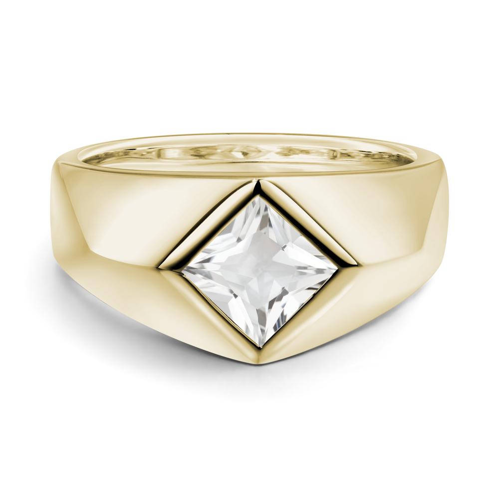 Men's White Topaz Kite Set Ring - LUO Jewelry #metal_14k yellow gold