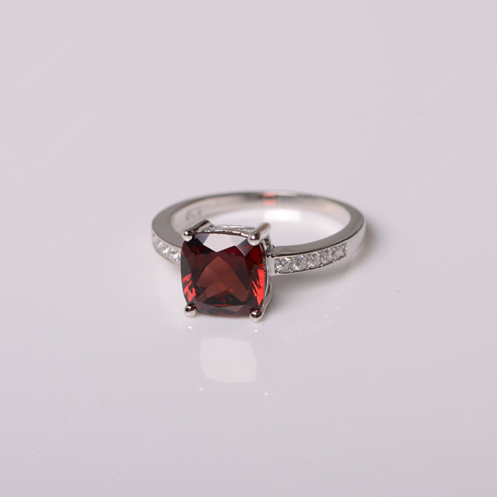 Garnet Engagement Ring Cushion Cut Gold - LUO Jewelry