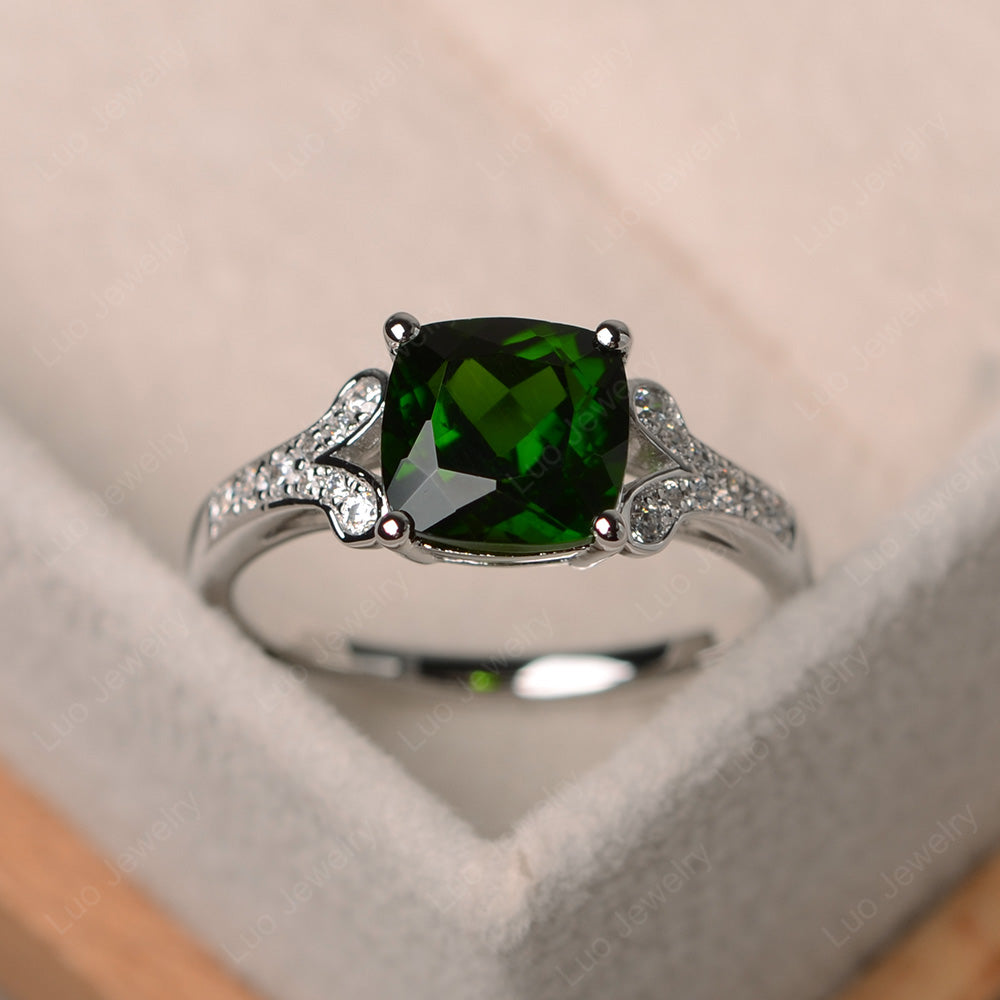 Cushion Shaped Diopside Wedding Ring - LUO Jewelry