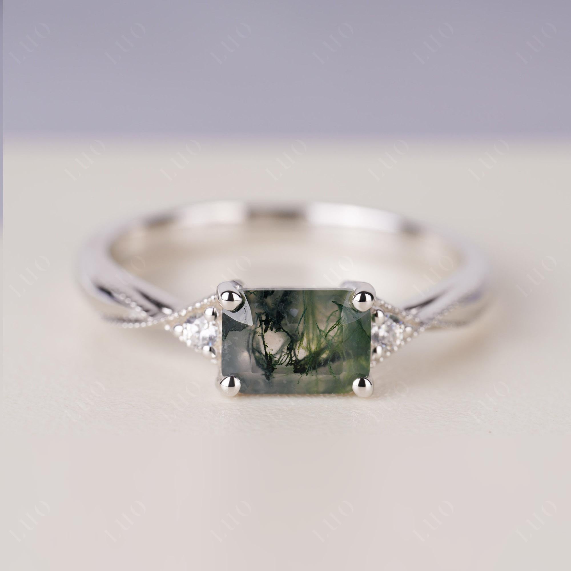 Moss Agate Milgrain Ring | LUO Jewelry