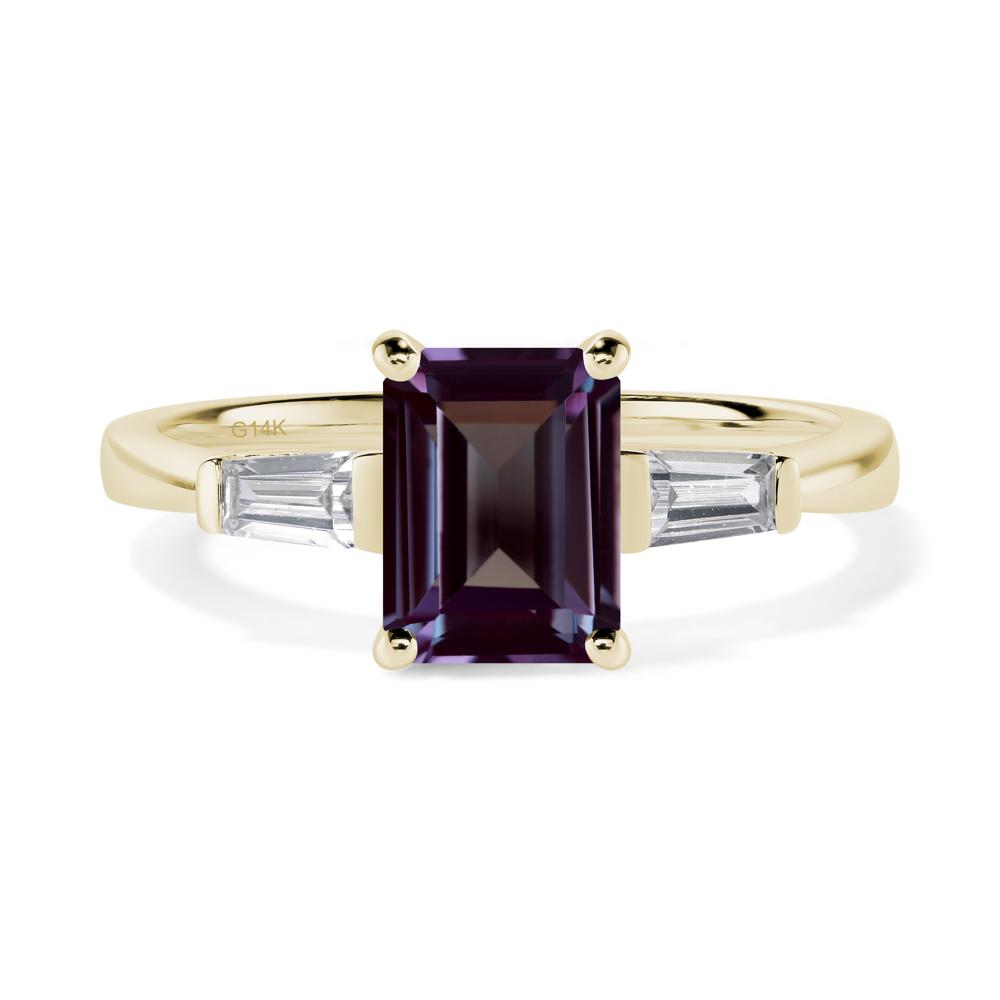 Alexandrite Tapered Baguette Engagement Ring - LUO Jewelry #metal_14k yellow gold