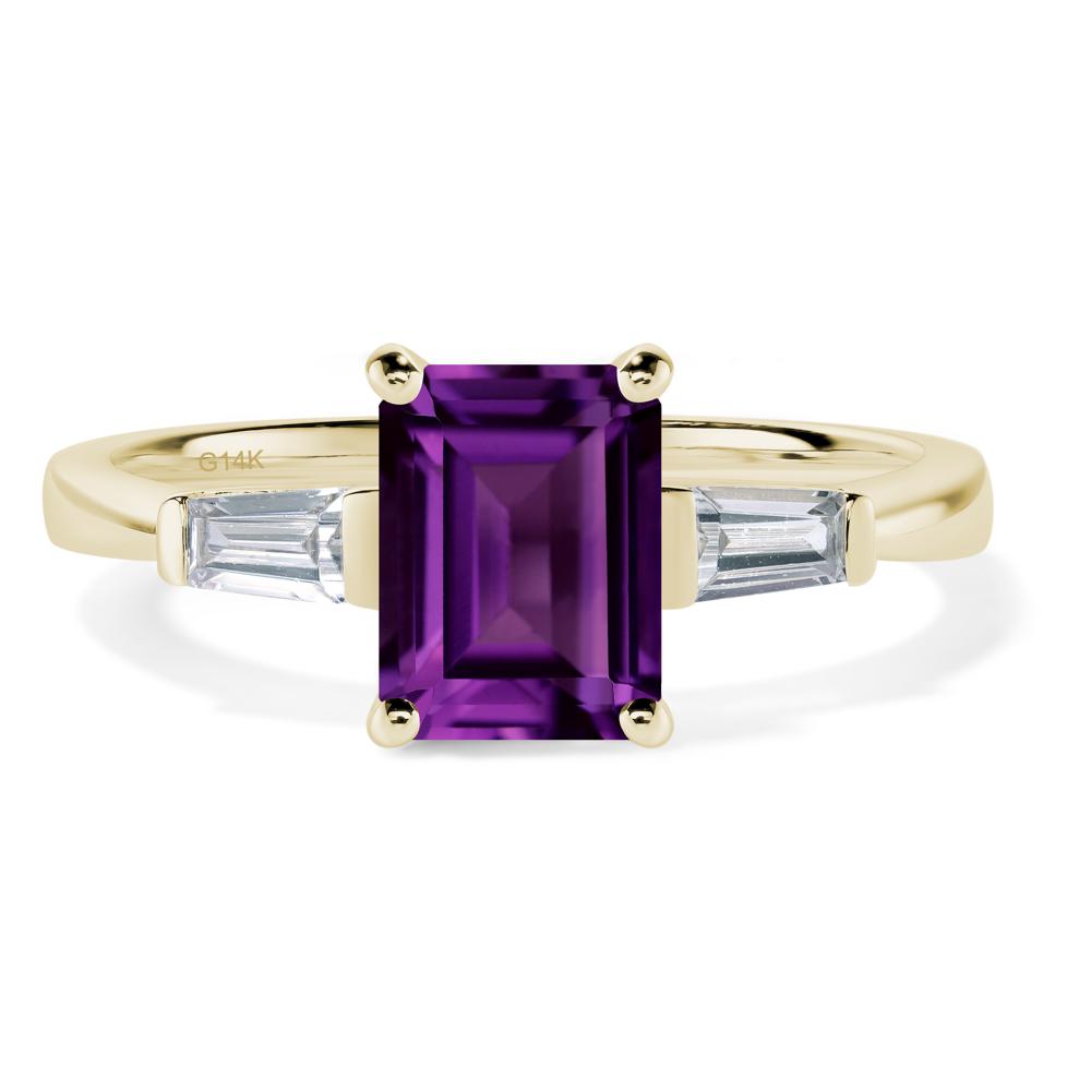 Amethyst Emerald Cut Baguette Ring - LUO Jewelry #metal_14k yellow gold