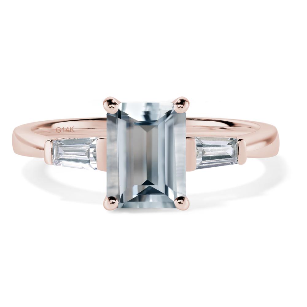 Aquamarine Tapered Baguette Engagement Ring - LUO Jewelry #metal_14k rose gold