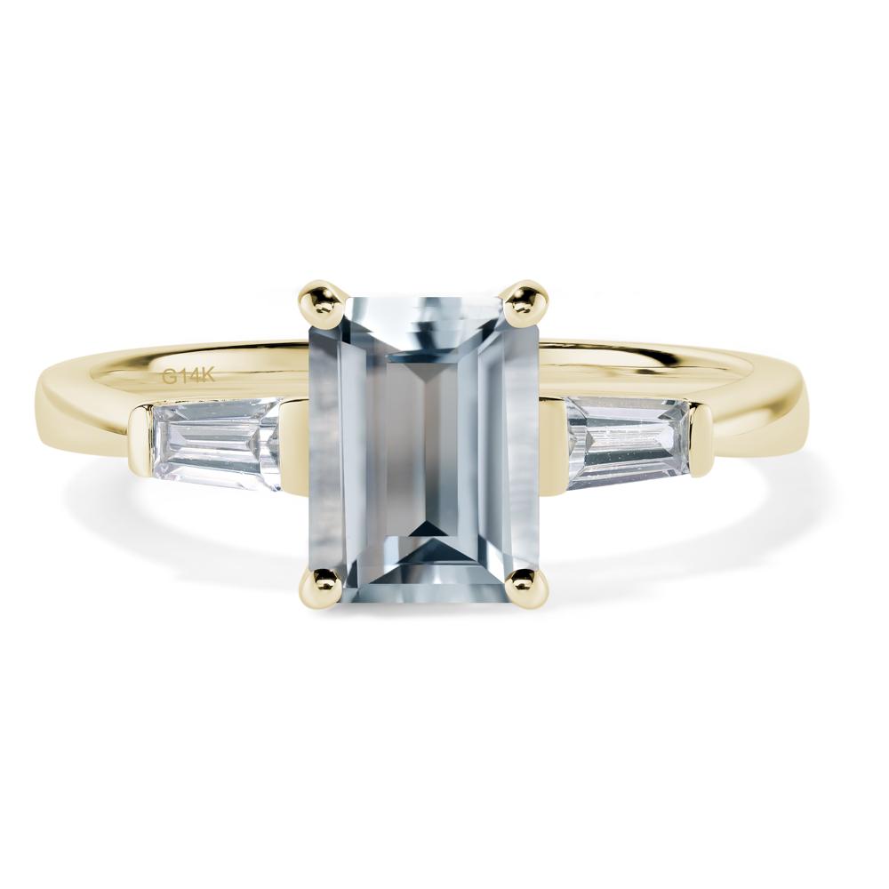 Aquamarine Tapered Baguette Engagement Ring - LUO Jewelry #metal_14k yellow gold