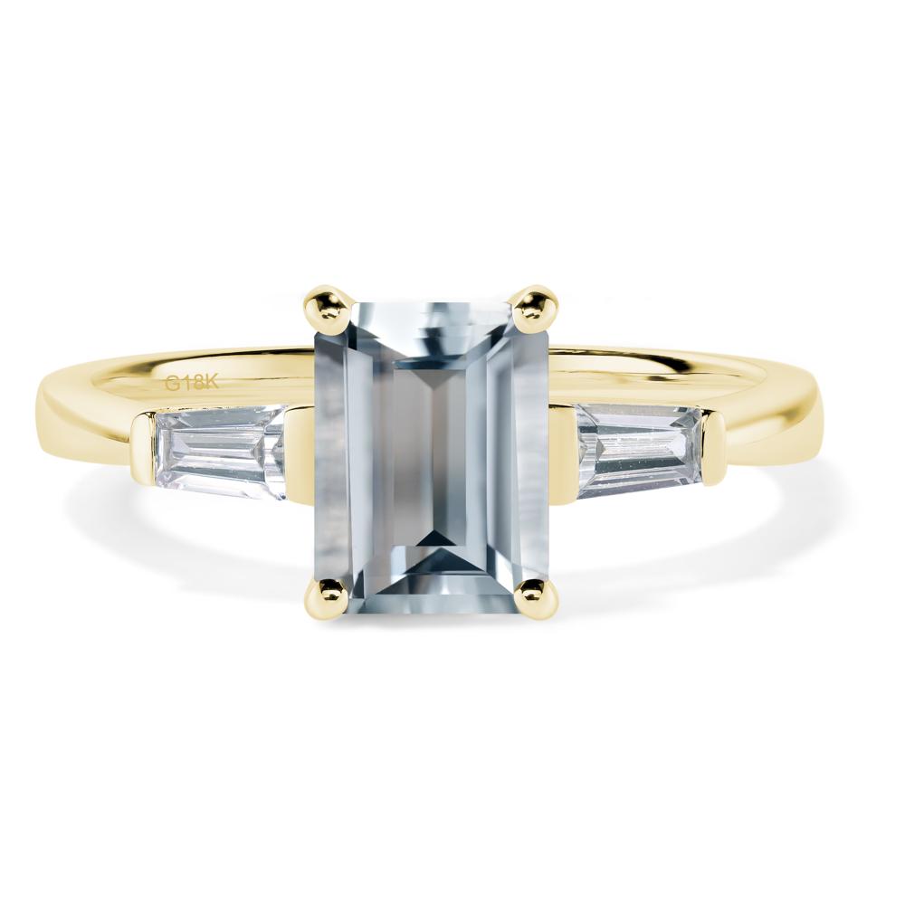 Aquamarine Tapered Baguette Engagement Ring - LUO Jewelry #metal_18k yellow gold