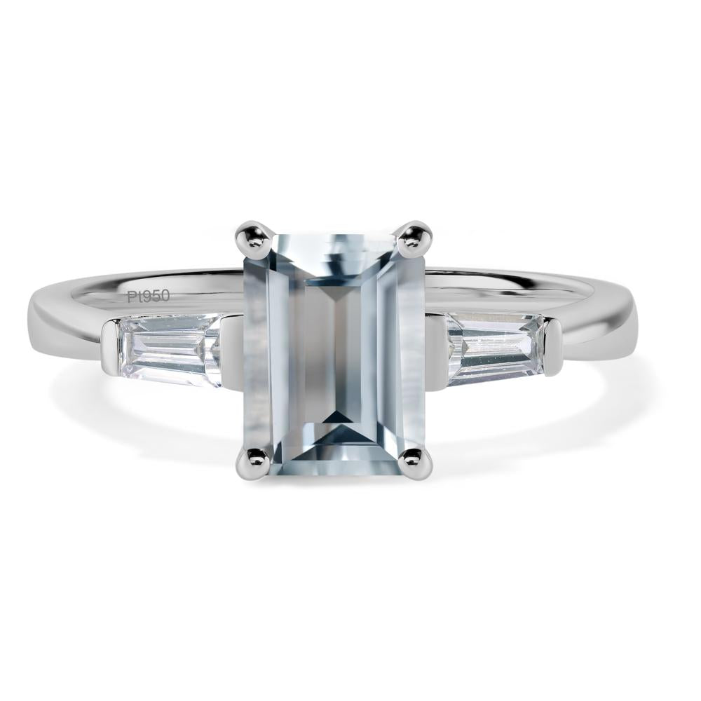 Aquamarine Tapered Baguette Engagement Ring - LUO Jewelry #metal_platinum