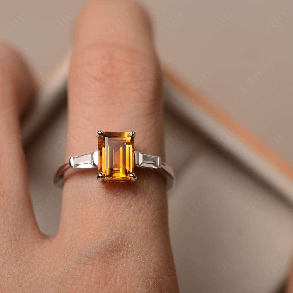 Citrine Tapered Baguette Engagement Ring - LUO Jewelry 