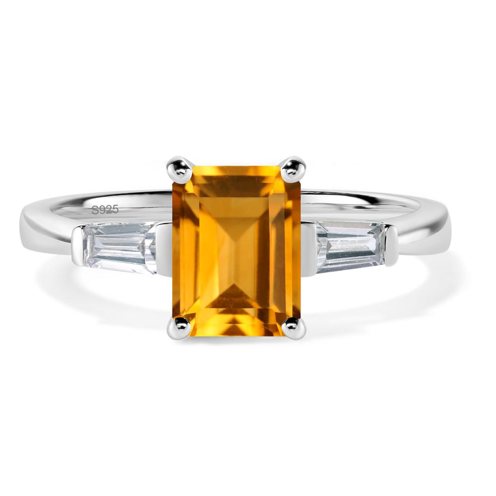 Citrine Tapered Baguette Engagement Ring - LUO Jewelry #metal_sterling silver