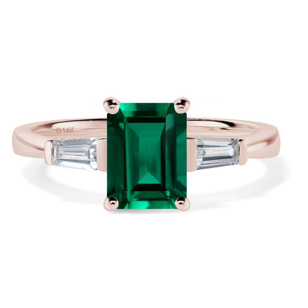 Emerald Emerald Cut Baguette Ring - LUO Jewelry #metal_14k rose gold