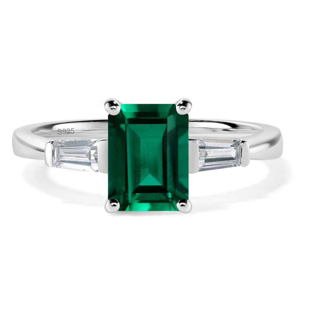 Emerald Emerald Cut Baguette Ring - LUO Jewelry #metal_sterling silver