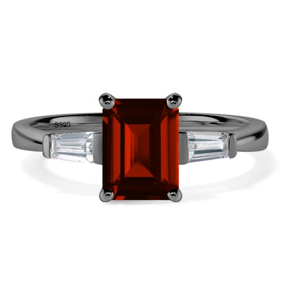 Garnet Tapered Baguette Engagement Ring - LUO Jewelry #metal_black finish sterling silver