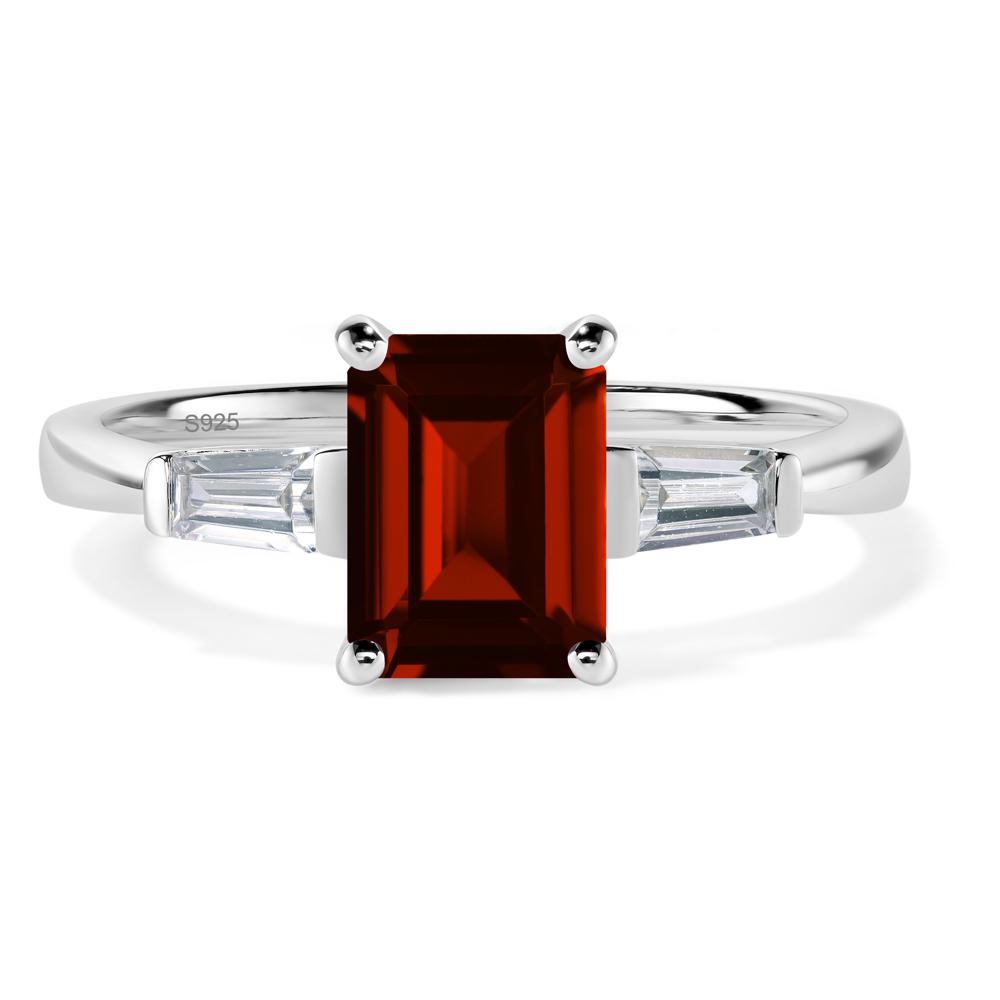 Garnet Tapered Baguette Engagement Ring - LUO Jewelry #metal_sterling silver