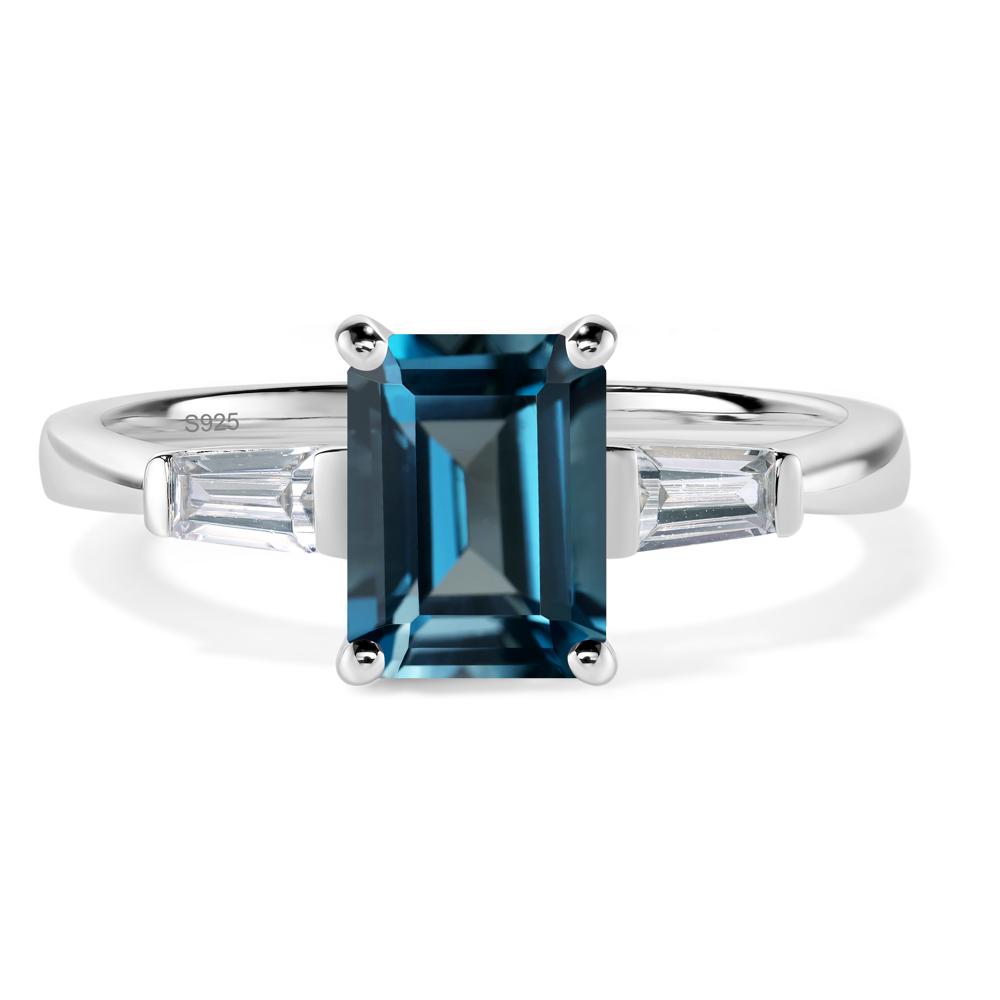 London Blue Topaz Emerald Cut Baguette Ring - LUO Jewelry #metal_sterling silver