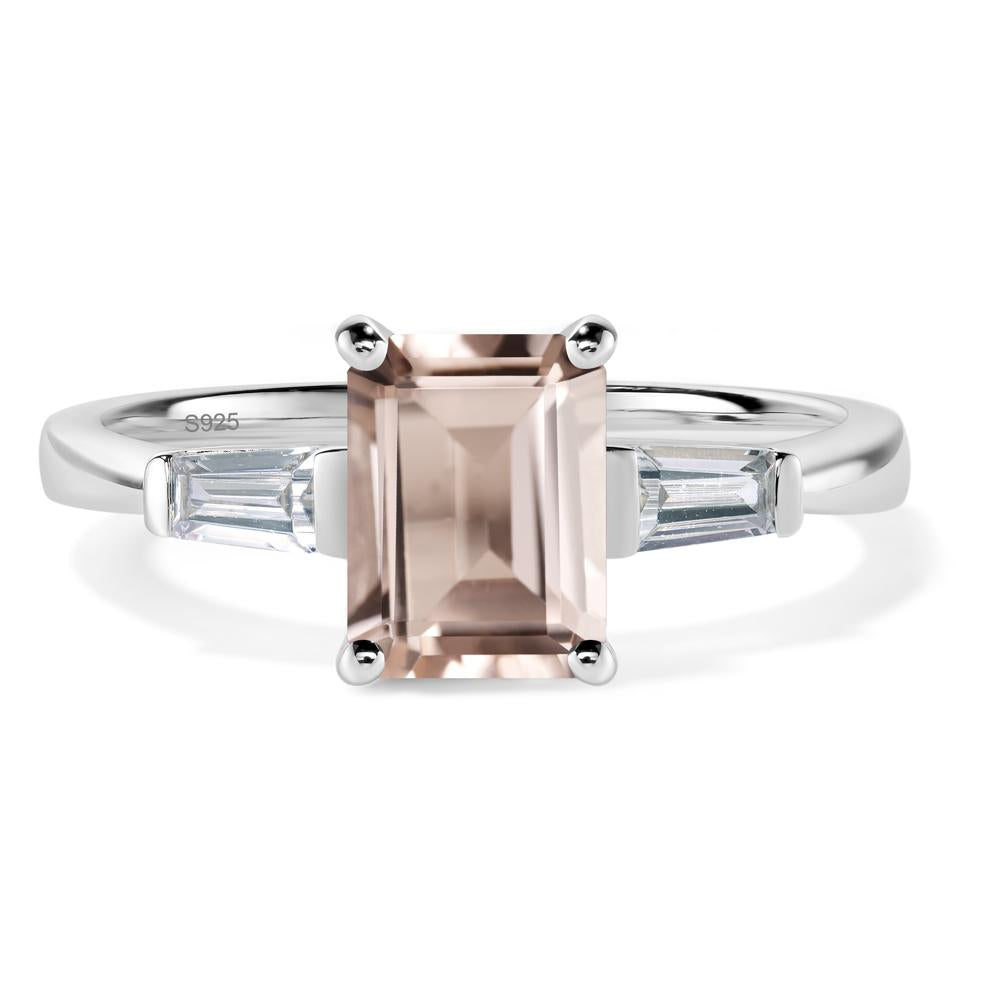 Morganite Tapered Baguette Engagement Ring - LUO Jewelry #metal_sterling silver