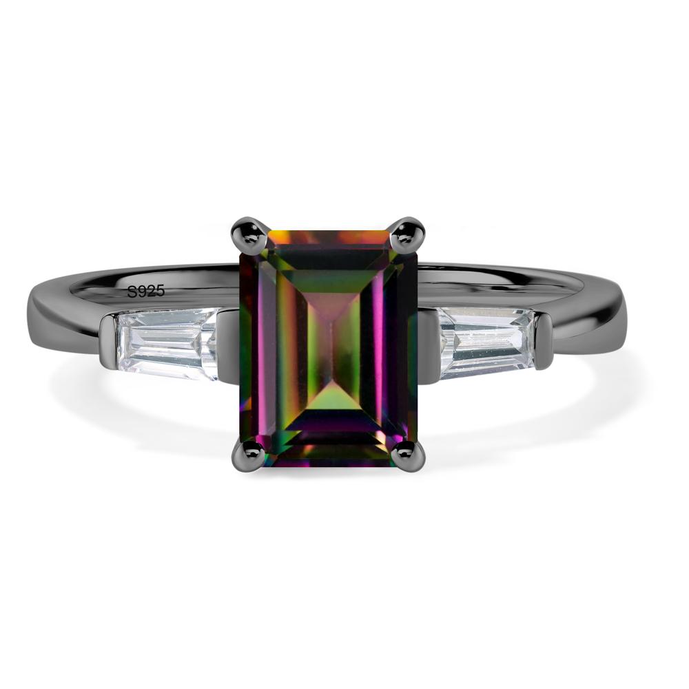 Mystic Topaz Emerald Cut Baguette Ring - LUO Jewelry #metal_black finish sterling silver