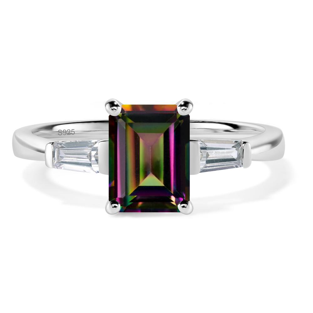 Mystic Topaz Emerald Cut Baguette Ring - LUO Jewelry #metal_sterling silver
