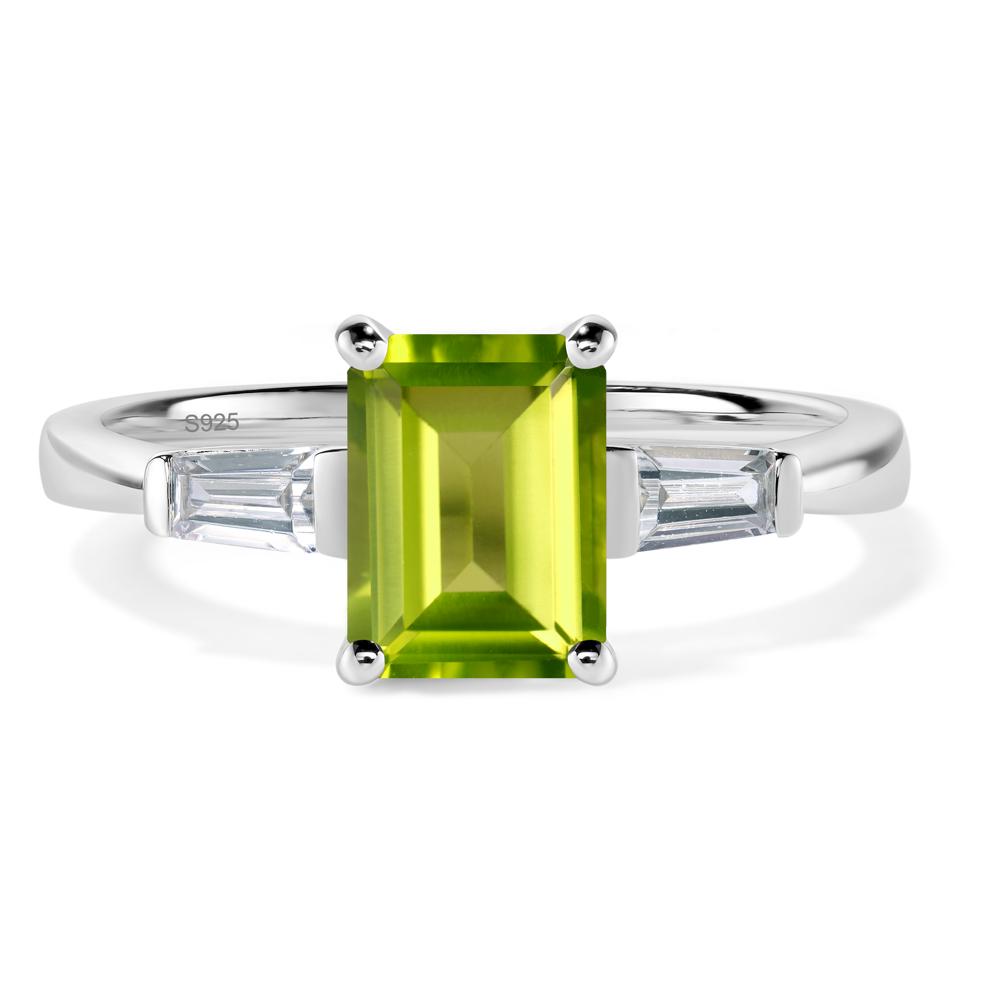 Peridot Tapered Baguette Engagement Ring - LUO Jewelry #metal_sterling silver
