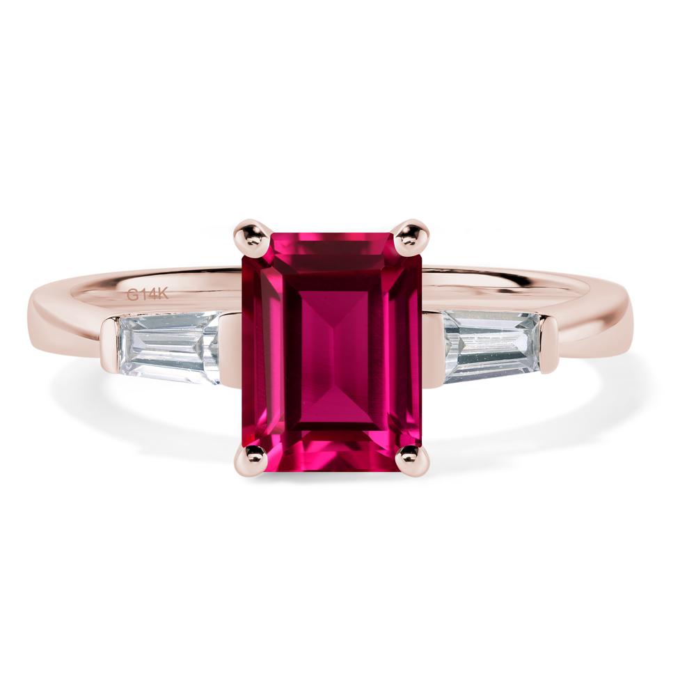Ruby Tapered Baguette Engagement Ring - LUO Jewelry #metal_14k rose gold
