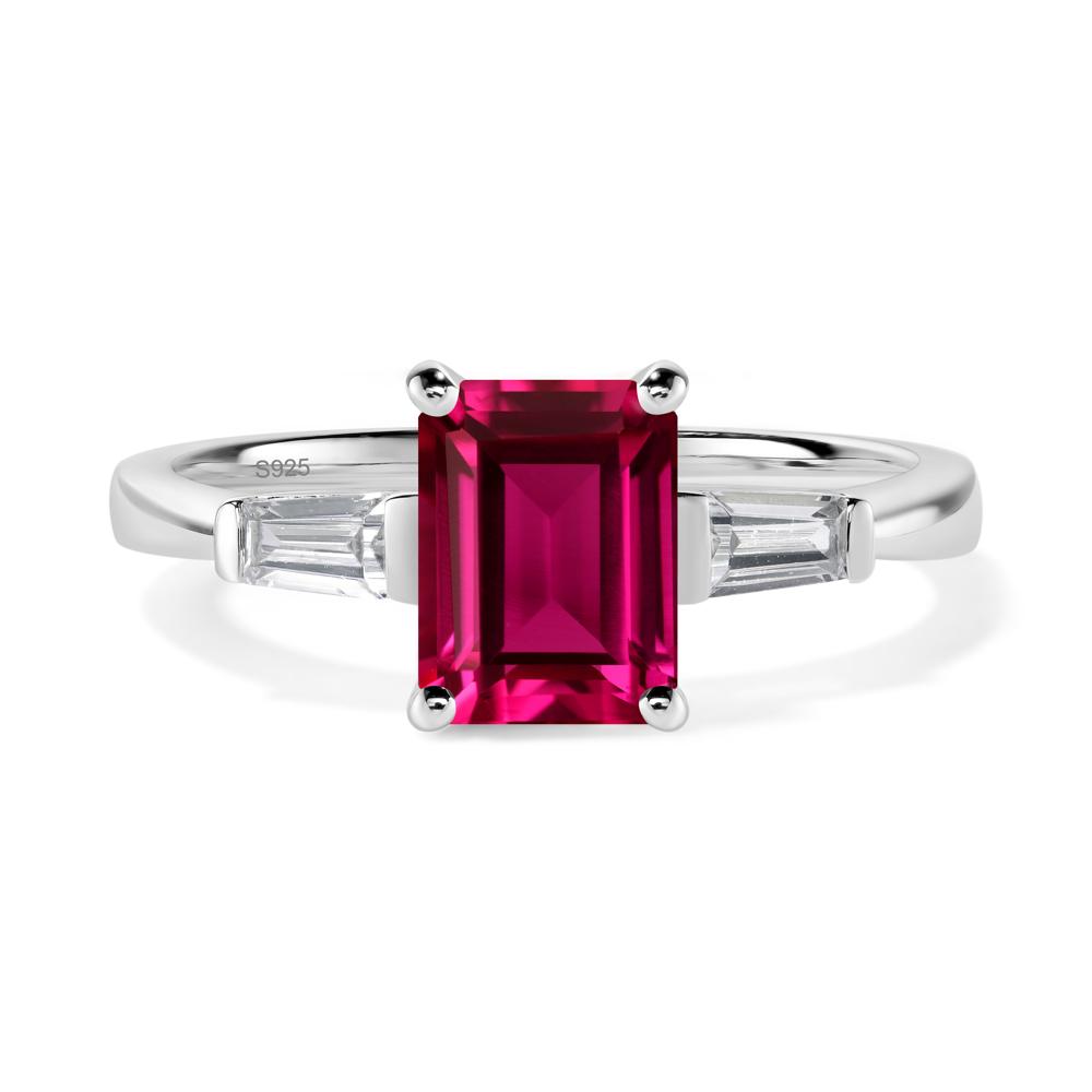 Ruby Tapered Baguette Engagement Ring - LUO Jewelry #metal_sterling silver