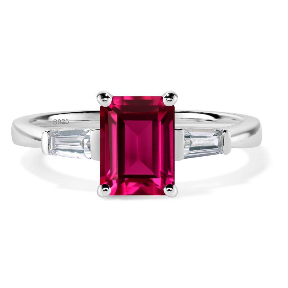 Ruby Tapered Baguette Engagement Ring - LUO Jewelry #metal_sterling silver