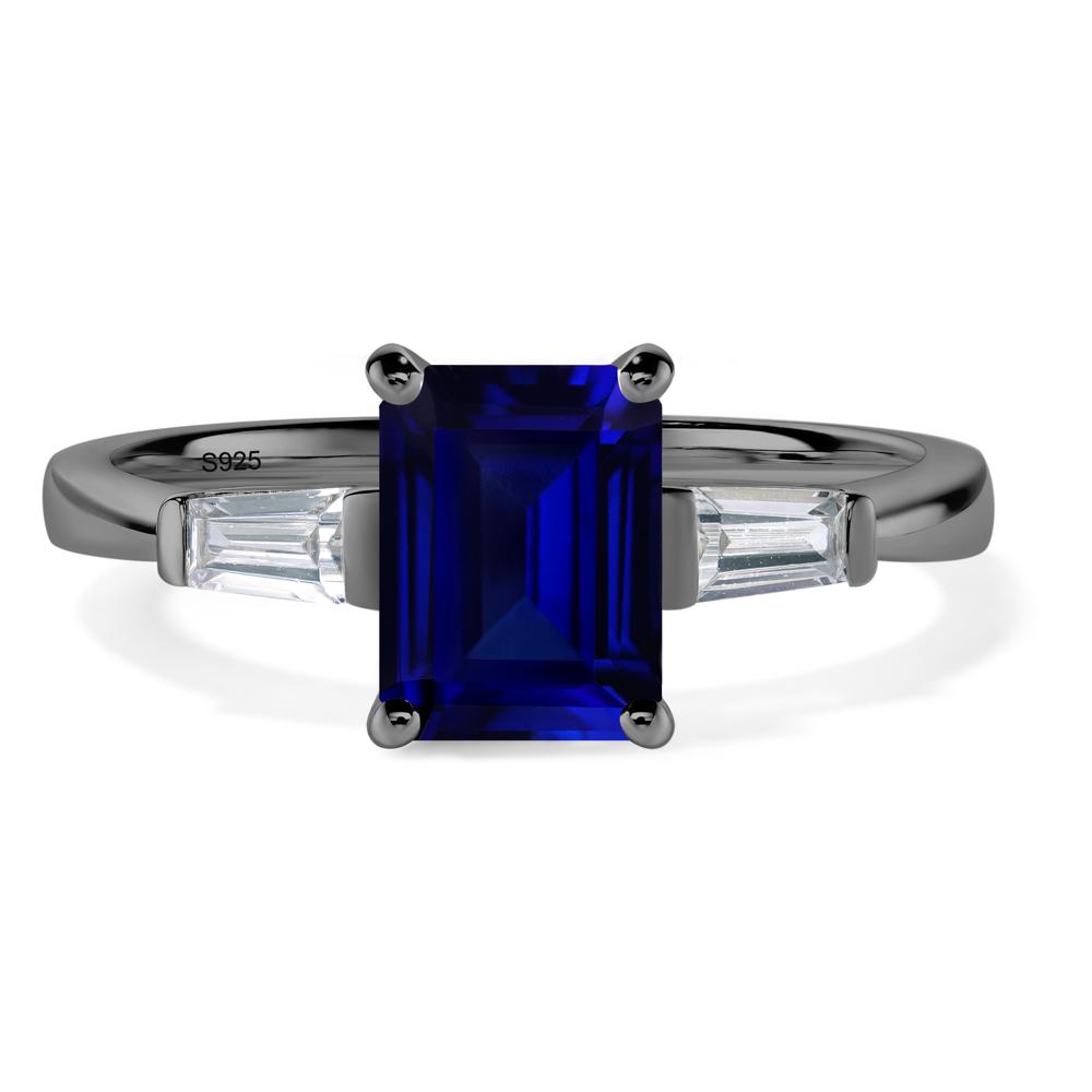 Sapphire Emerald Cut Baguette Ring - LUO Jewelry #metal_black finish sterling silver