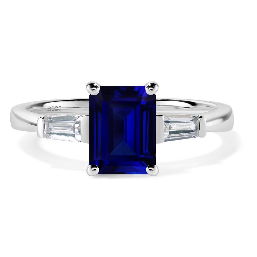 Sapphire Emerald Cut Baguette Ring - LUO Jewelry #metal_sterling silver