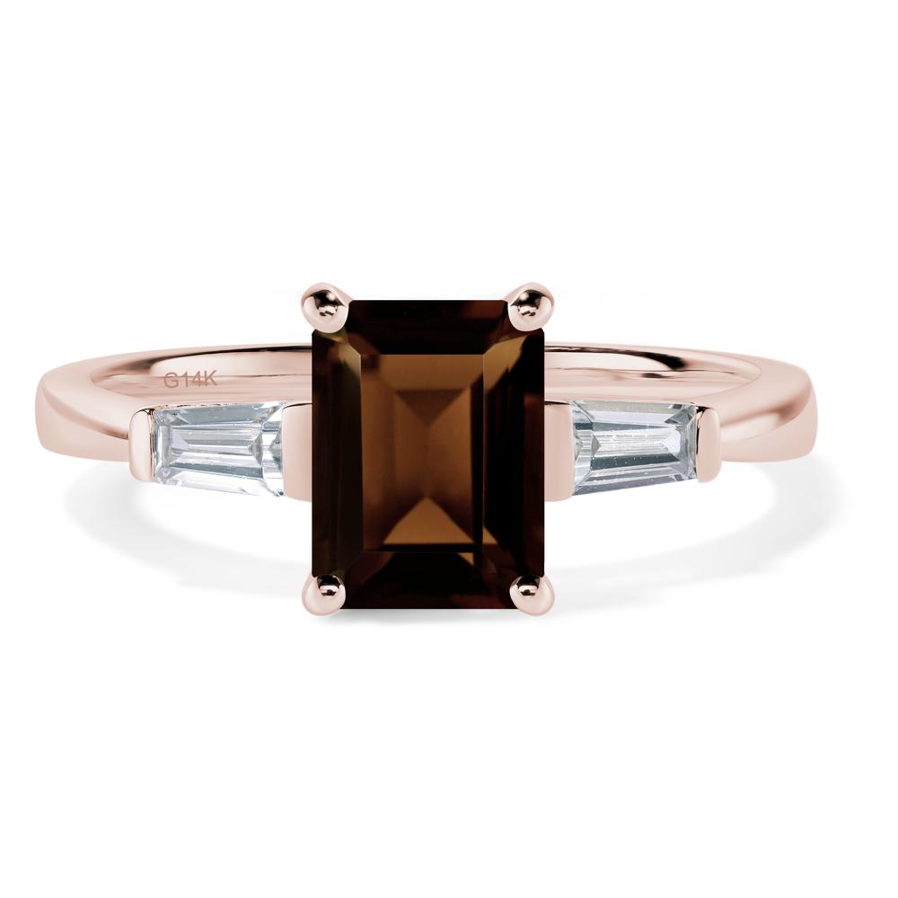 Smoky Quartz Tapered Baguette Engagement Ring - LUO Jewelry #metal_14k rose gold