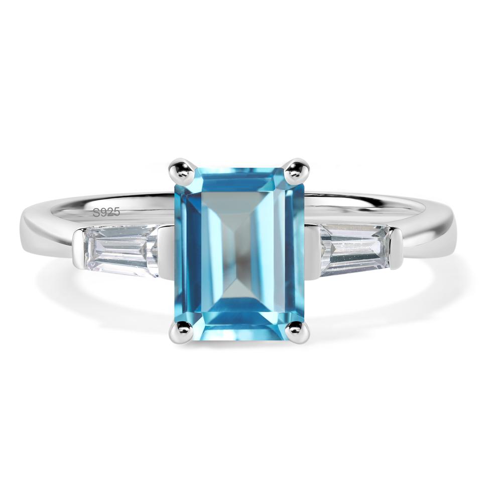 Swiss Blue Topaz Emerald Cut Baguette Ring - LUO Jewelry #metal_sterling silver