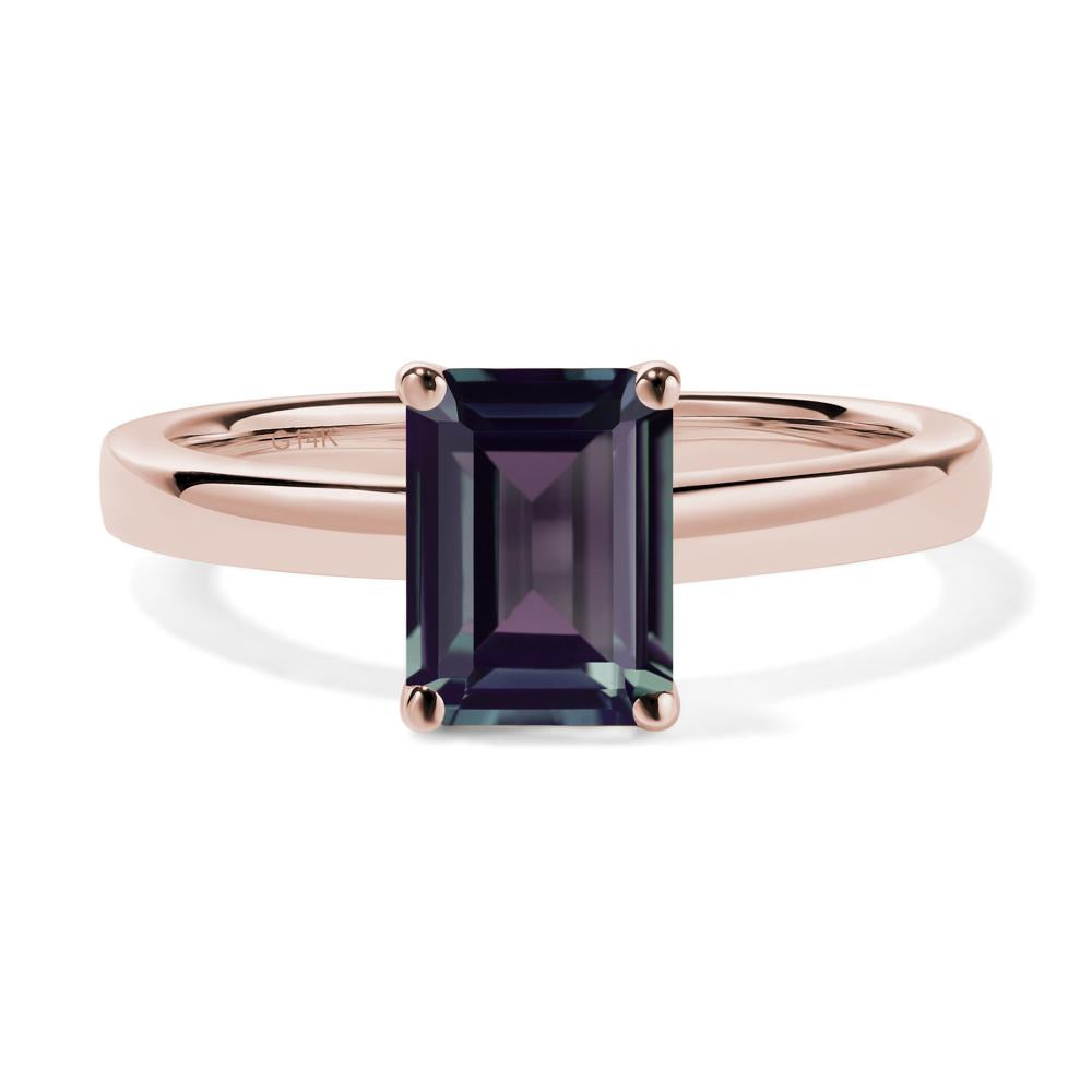 Emerald Cut Alexandrite Solitaire Engagement Ring - LUO Jewelry #metal_14k rose gold