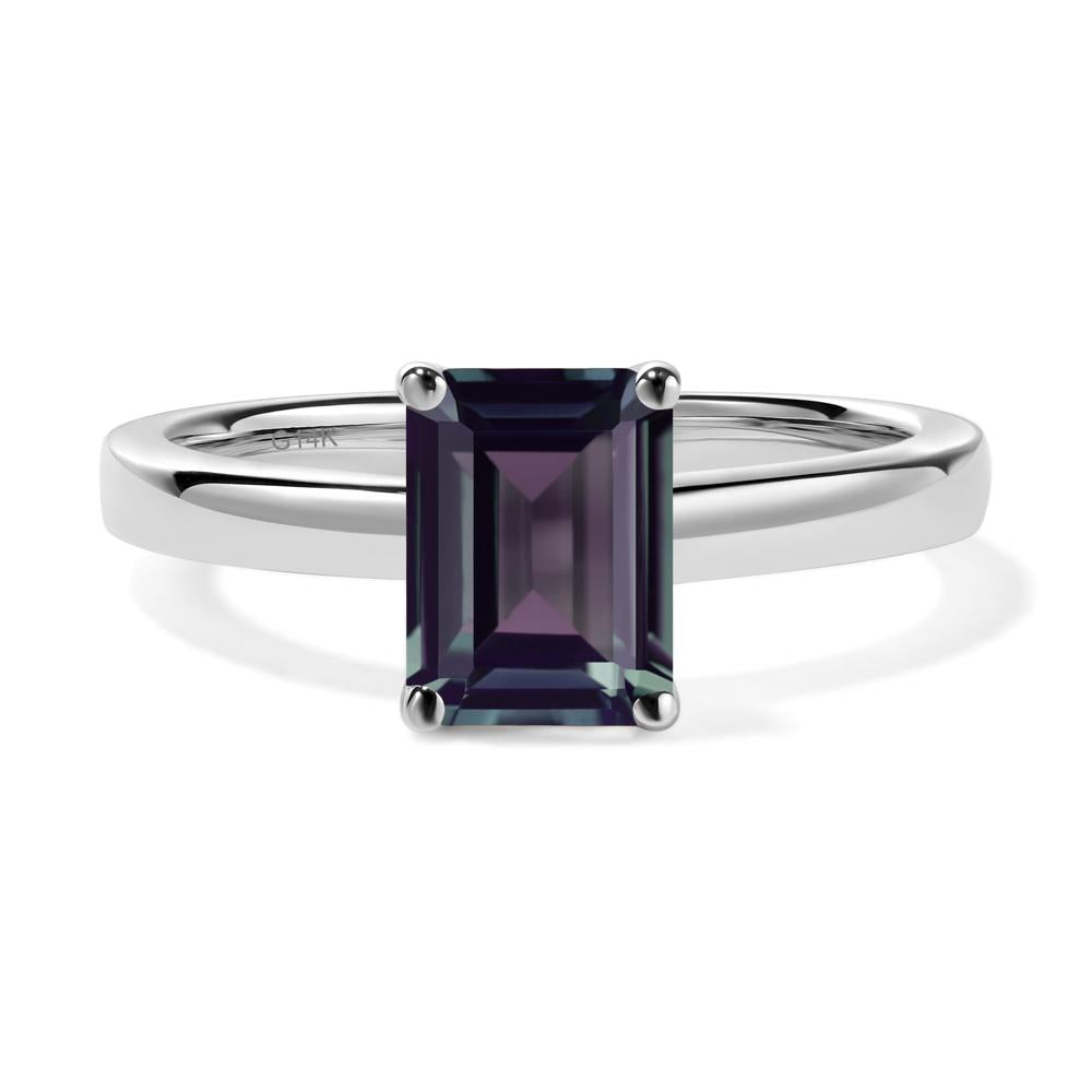 Emerald Cut Alexandrite Solitaire Engagement Ring - LUO Jewelry #metal_14k white gold