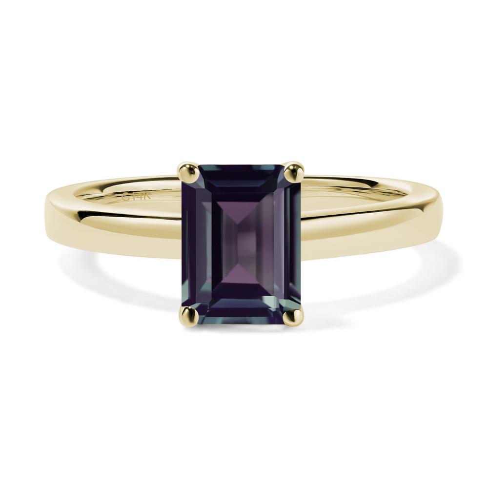 Emerald Cut Alexandrite Solitaire Engagement Ring - LUO Jewelry #metal_14k yellow gold