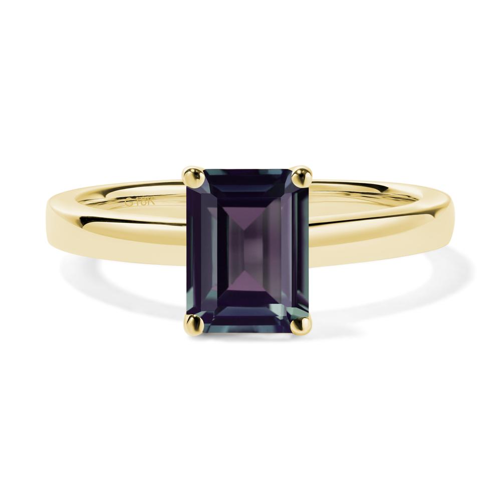 Emerald Cut Alexandrite Solitaire Engagement Ring - LUO Jewelry #metal_18k yellow gold