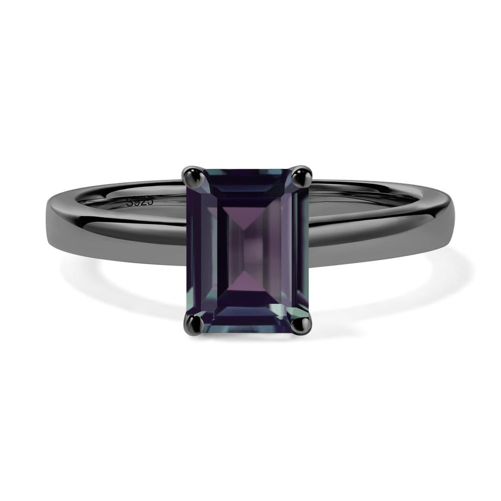Emerald Cut Alexandrite Solitaire Engagement Ring - LUO Jewelry #metal_black finish sterling silver